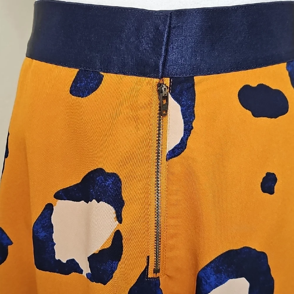 Leopard Animal Print Orange, Blue Flared Mini Skirt Size 10 - Picture 4 of 7